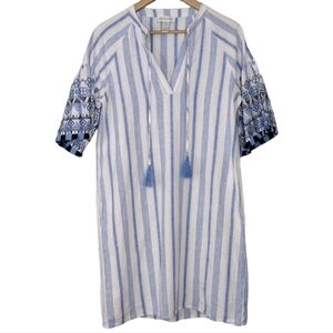 Neiman Marcus Women's Linen Cotton Blend Striped Tunic Dress Size Small